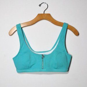 Blue Zip Up Bikini Top Women's Size Large